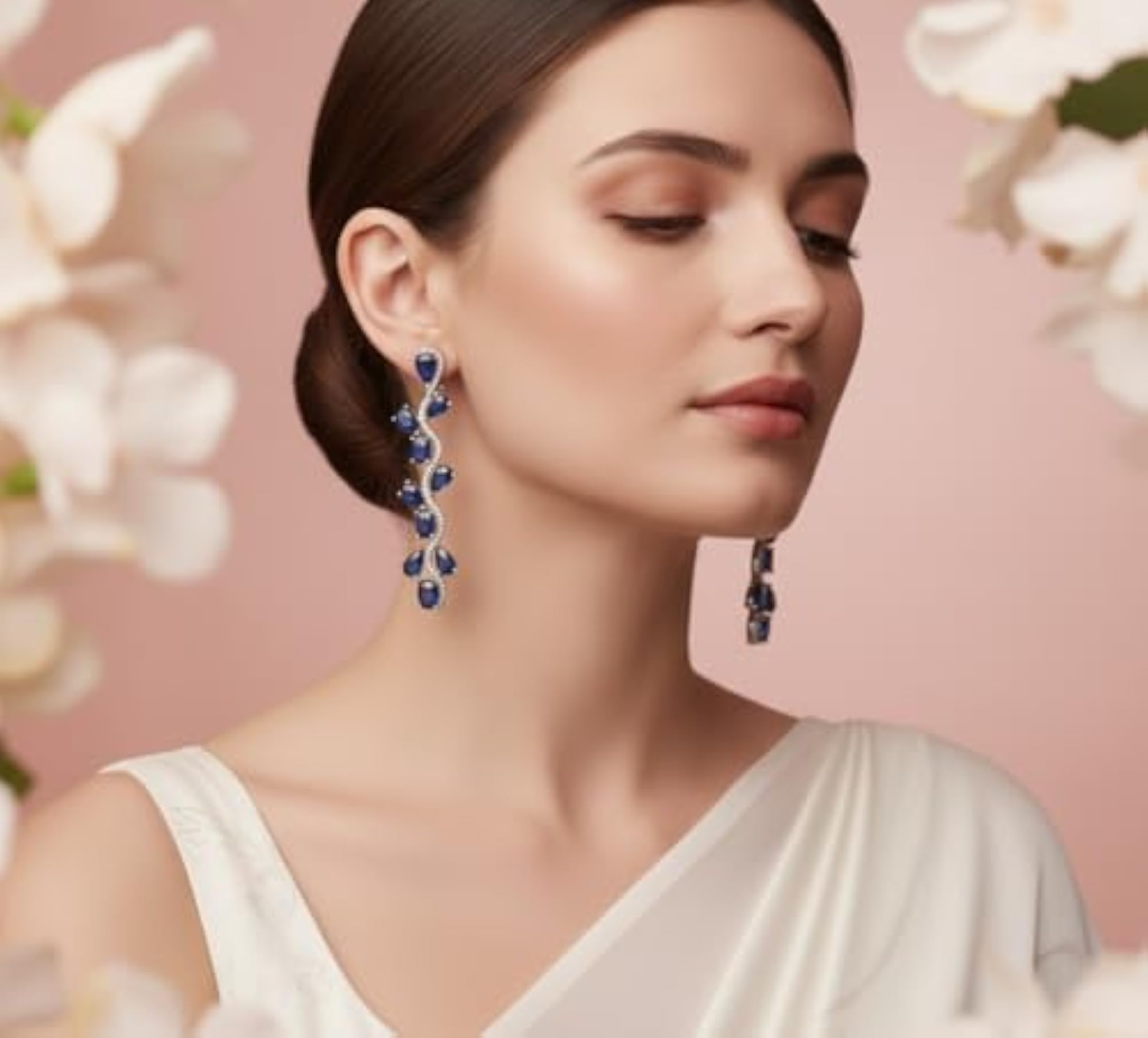 Women's 925 Sterling Silver Statement Earrings, CZ Design